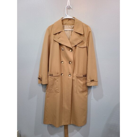Smug Trench Coat Women's Large Vintage Tan Classic Timeless Mod Winter 70's Fall - Picture 1 of 4